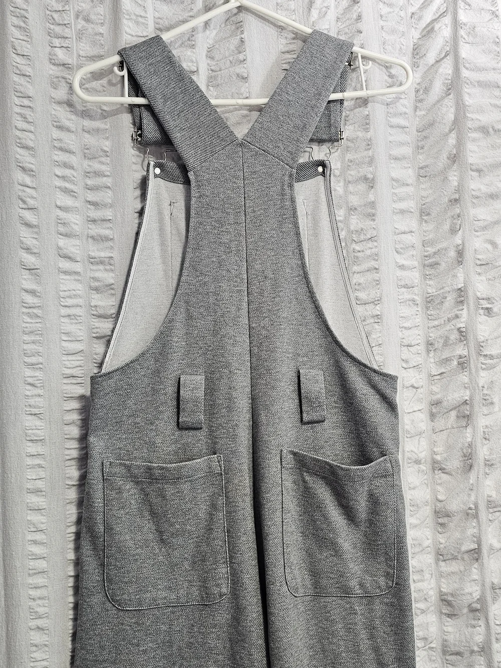 Commense Classic Gray Wide-Leg Jersey Knit Bib Overalls Womens